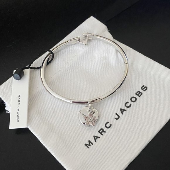 MJ Coin Crystal Flower Silver-Tone Cuff Bracelet - Picture 3 of 3